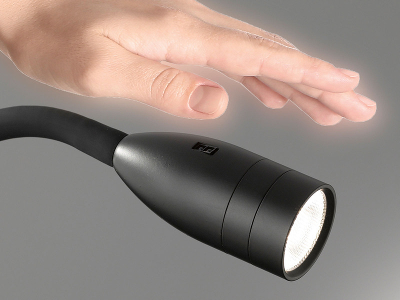 2er SET LED Bettlampen Schwarz mit Kabel & Stecker, Gestensteuerung, Breite 4cm