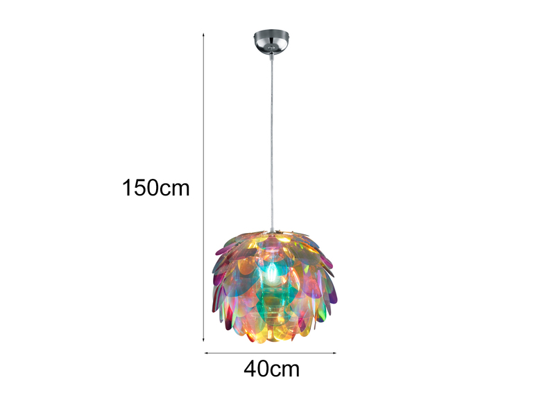 Verspielte LED Pendelleuchte mit bunten Kunststoffblättern, Ø 40cm