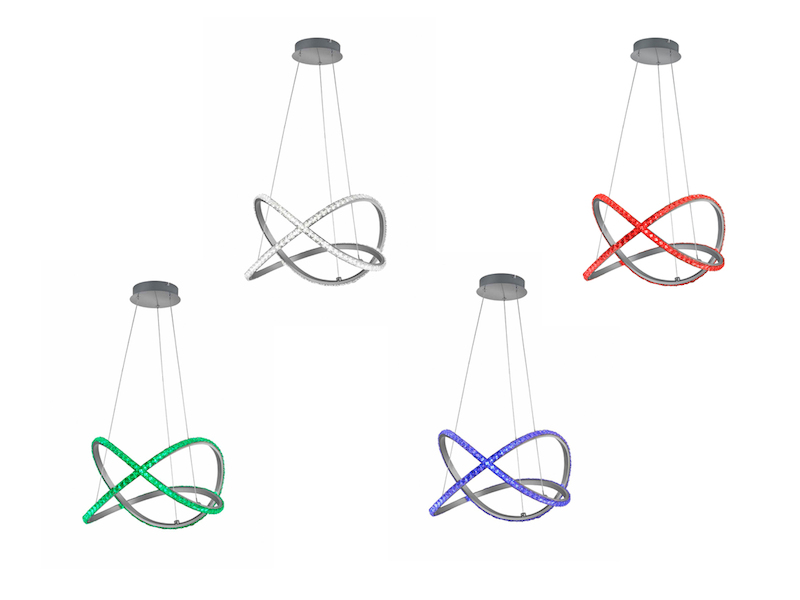 Geschwungene LED RUBIN Pendellampe mit Farbwechsel & Fernbedienung, 50cm rund
