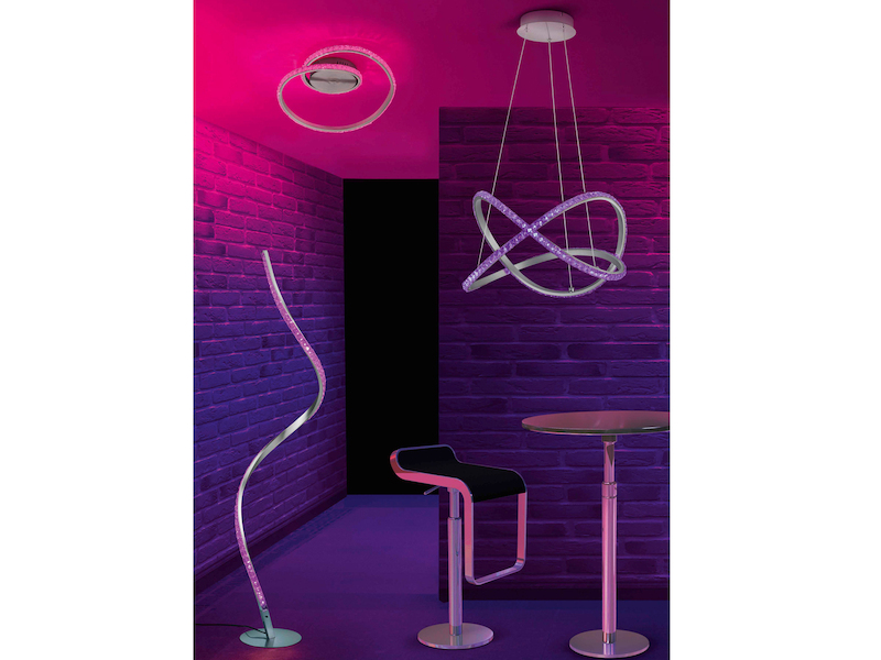 Geschwungene LED RUBIN Deckenlampe mit Farbwechsel & Fernbedienung, 48 cm breit
