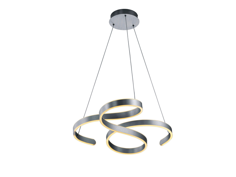 LED Pendelleuchte FRANCIS Silber Stufen Dimmer, Design geschwungen 68x72cm