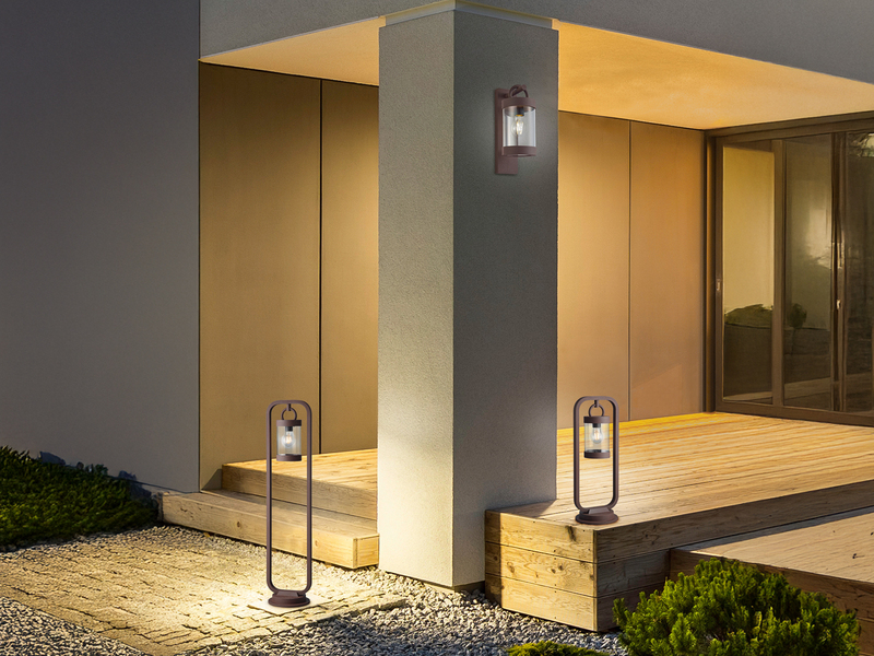 LED Außenwandleuchte Laterne im Landhausstil, Rostoptik, Höhe 33cm