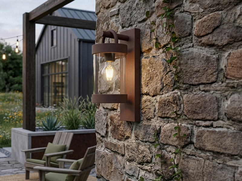 LED Außenwandleuchte Laterne im Landhausstil, Rostoptik, Höhe 33cm