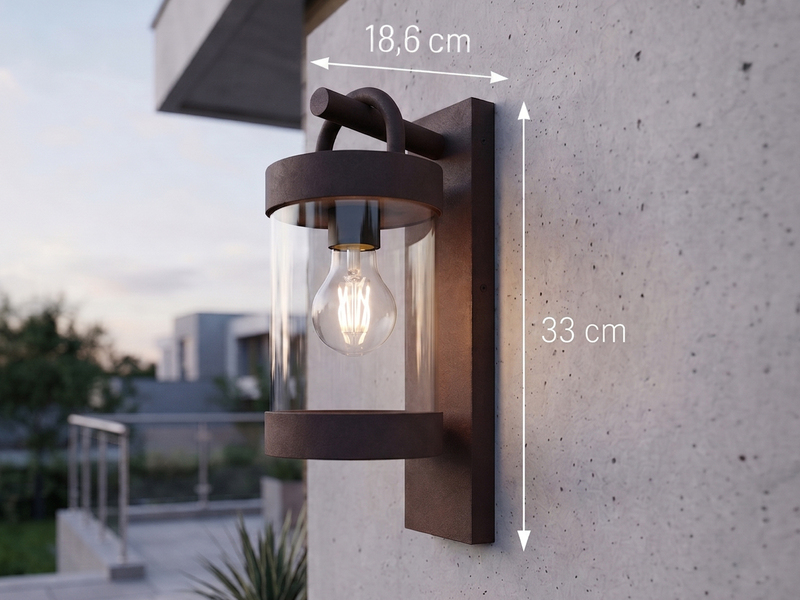 LED Außenwandleuchte Laterne im Landhausstil, Rostoptik, Höhe 33cm