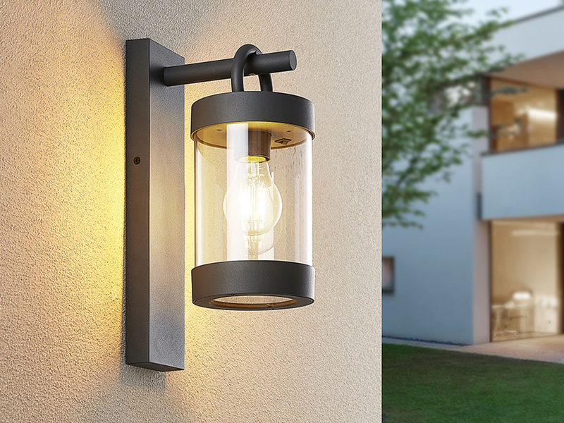LED Außenwandleuchte Laterne im Landhausstil, Anthrazit, Höhe 33cm