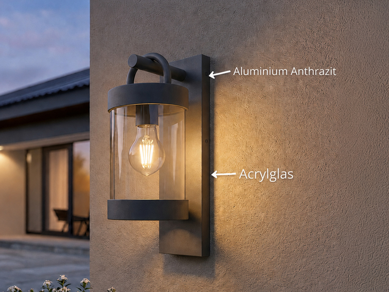LED Außenwandleuchte Laterne im Landhausstil, Anthrazit, Höhe 33cm