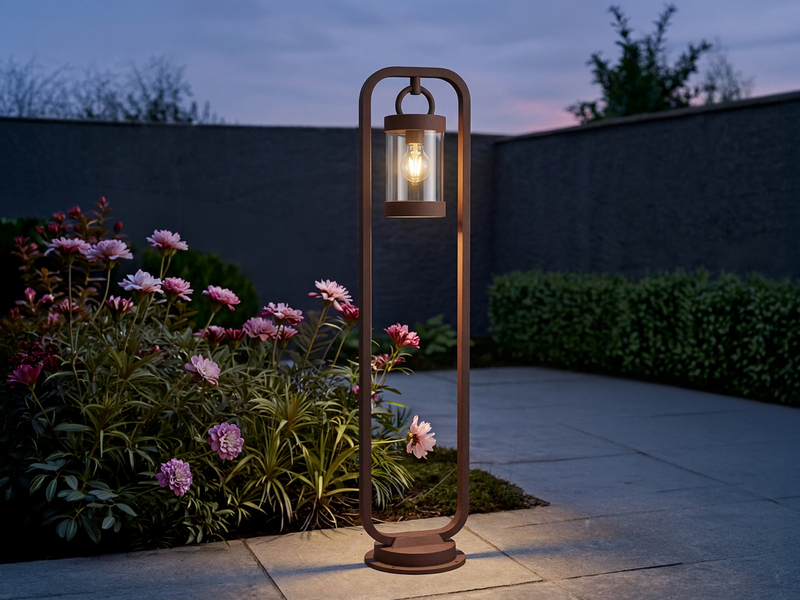 LED Wegeleuchte Landhausstil, Laterne in Rostoptik, Höhe 100cm