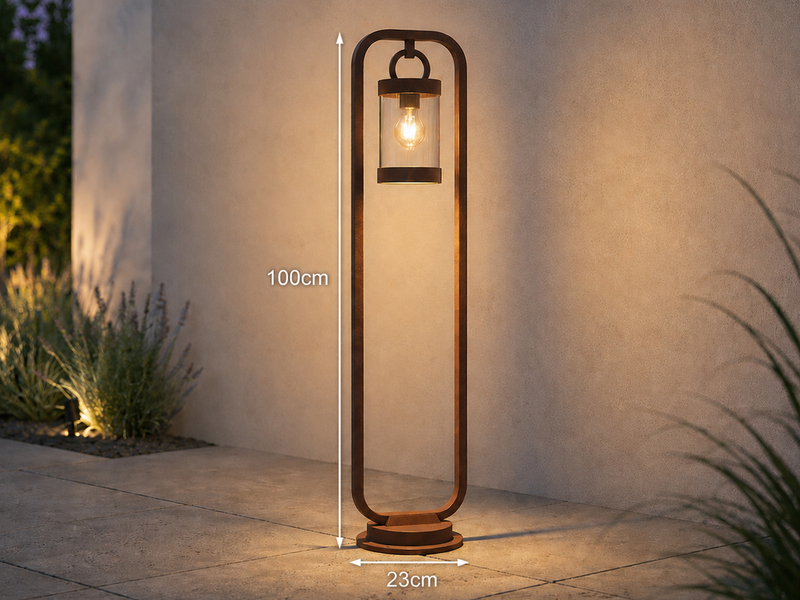 LED Wegeleuchte Landhausstil, Laterne in Rostoptik, Höhe 100cm