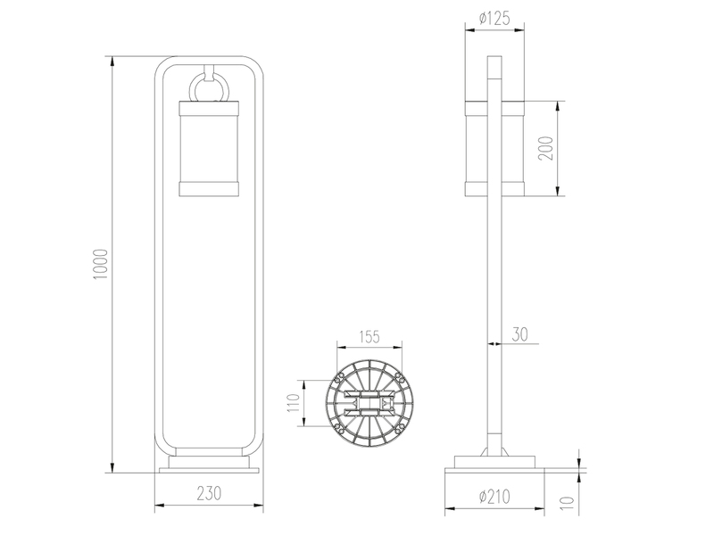 LED Wegeleuchte Landhausstil, Laterne in Anthrazit, Höhe 100cm