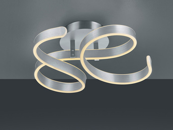 LED Deckenlampe FRANCIS Silber Stufen Dimmer, Design geschwungen Ø54cm