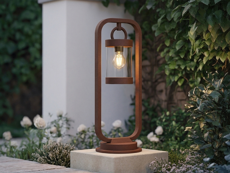 LED Wegeleuchte Landhausstil, Laterne in Rostoptik, Höhe 60cm