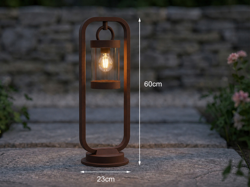 LED Wegeleuchte Landhausstil, Laterne in Rostoptik, Höhe 60cm