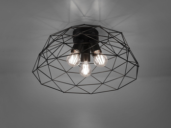 LED Deckenleuchte mit Gitter Lampenschirm Schwarz Ø45cm
