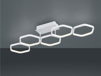 Futuristische Ring LED Deckenleuchte VIGO Weiß matt mit Switch Dimmer 90x30cm