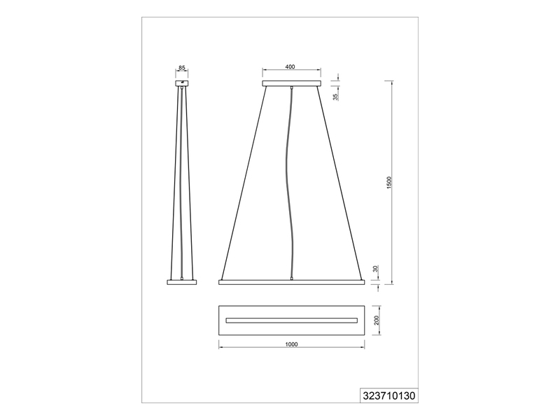 LED Pendelleuchte BRAD stufenweise dimmbar mit Naturholz, Breite 100cm