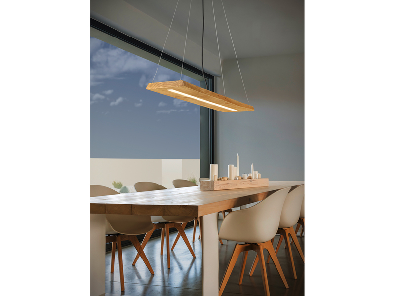 LED Pendelleuchte BRAD stufenweise dimmbar mit Naturholz, Breite 100cm