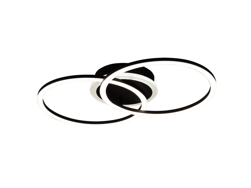 LED Deckenleuchte VENIDA 2 Ringe Schwarz, dimmbar, Breite 50cm