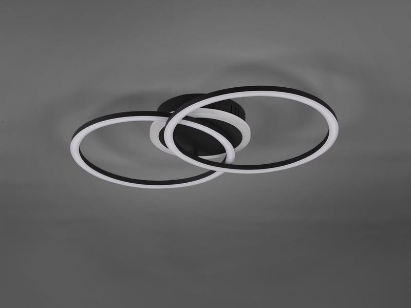 LED Deckenleuchte VENIDA 2 Ringe Schwarz, dimmbar, Breite 50cm