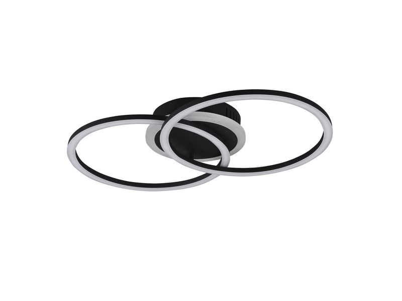 LED Deckenleuchte VENIDA 2 Ringe Schwarz, dimmbar, Breite 50cm