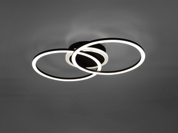 LED Deckenleuchte VENIDA 2 Ringe Schwarz, dimmbar, Breite 50cm