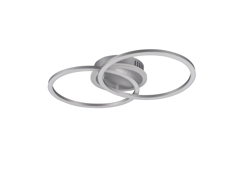LED Deckenleuchte VENIDA 2 Ringe Silber, dimmbar, Breite 50cm