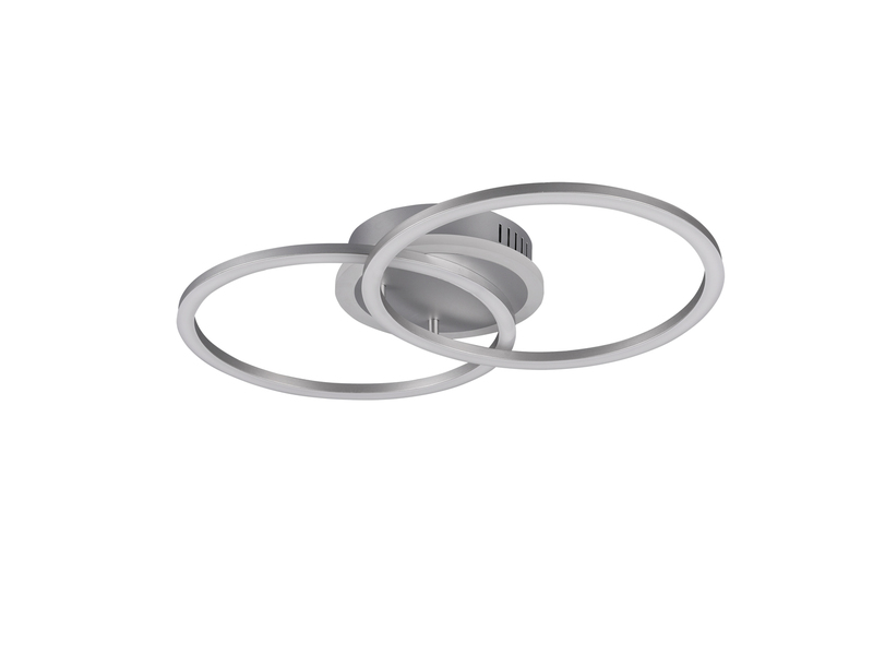 LED Deckenleuchte VENIDA 2 Ringe Titan Silber, Stufen Dimmer - 50x30cm
