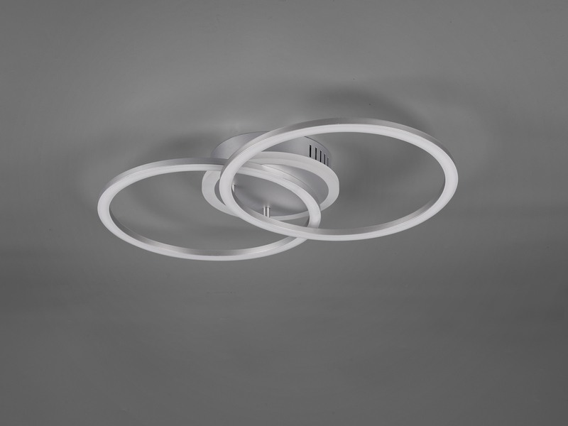 LED Deckenleuchte VENIDA 2 Ringe Silber, dimmbar, Breite 50cm