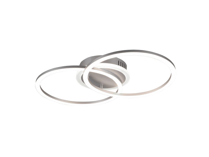 LED Deckenleuchte VENIDA 2 Ringe Silber, dimmbar, Breite 50cm