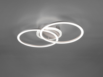 LED Deckenleuchte VENIDA 2 Ringe Silber, dimmbar, Breite 50cm
