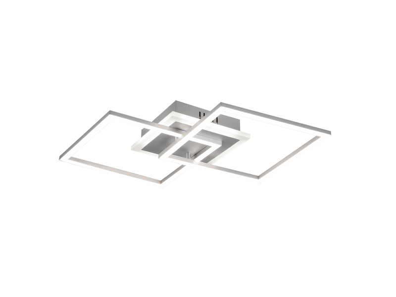Große LED Deckenleuchte VENIDA eckig Silber, dimmbar, Breite 57cm