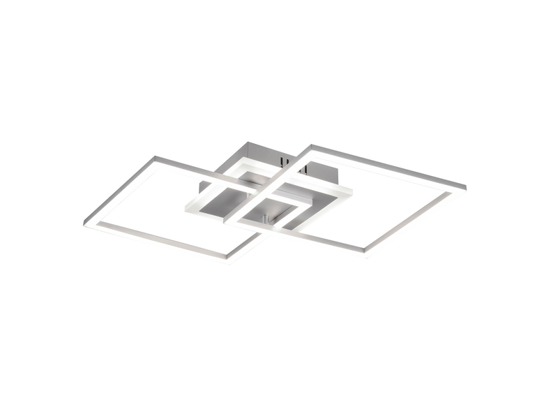 LED Deckenleuchte VENIDA eckig Titan Silber, Stufen Dimmer - 57x35cm