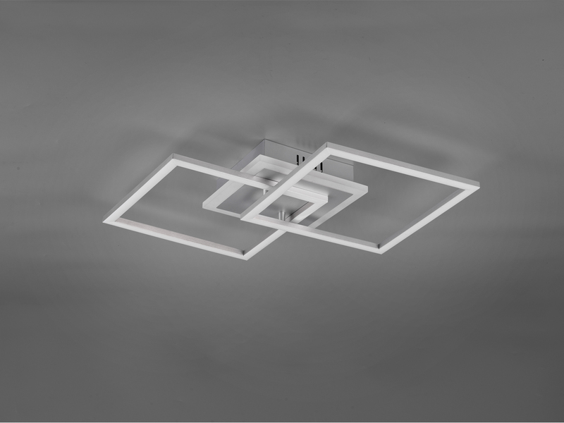 Große LED Deckenleuchte VENIDA eckig Silber, dimmbar, Breite 57cm