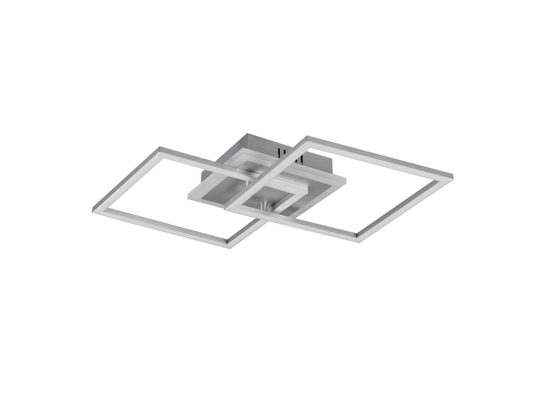 Große LED Deckenleuchte VENIDA eckig Silber, dimmbar, Breite 57cm