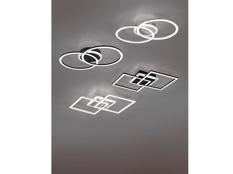 Große LED Deckenleuchte VENIDA eckig Silber, dimmbar, Breite 57cm