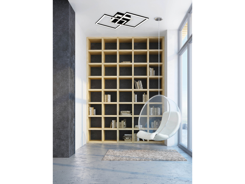 Große LED Deckenleuchte VENIDA eckig Silber, dimmbar, Breite 57cm