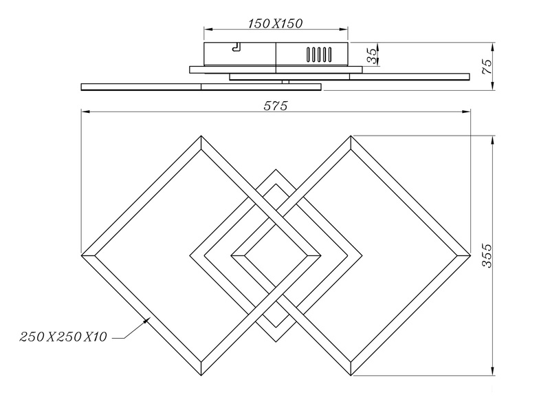 Große LED Deckenleuchte VENIDA eckig Silber, dimmbar, Breite 57cm