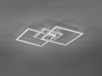 Große LED Deckenleuchte VENIDA eckig Silber, dimmbar, Breite 57cm
