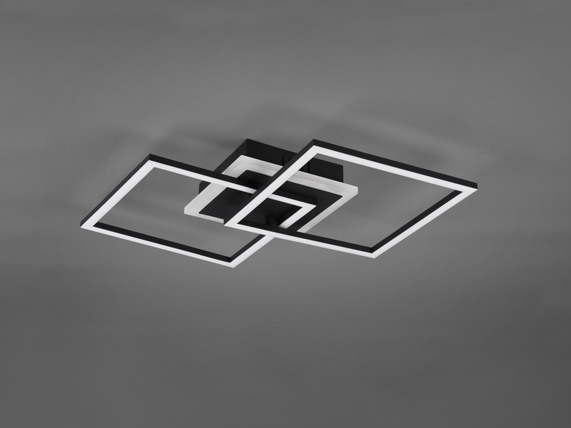 Große LED Deckenleuchte VENIDA eckig Schwarz, dimmbar, Breite 57cm