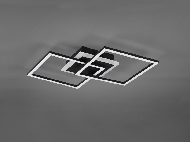 LED Deckenleuchte VENIDA eckig Schwarz, Stufen Dimmer - 57x35cm