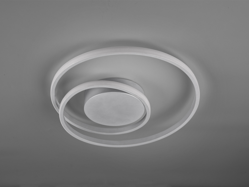 LED Deckenleuchte ZIBAL Silber matt mit 3 Stufen Dimmer, Spirale Ø 39cm
