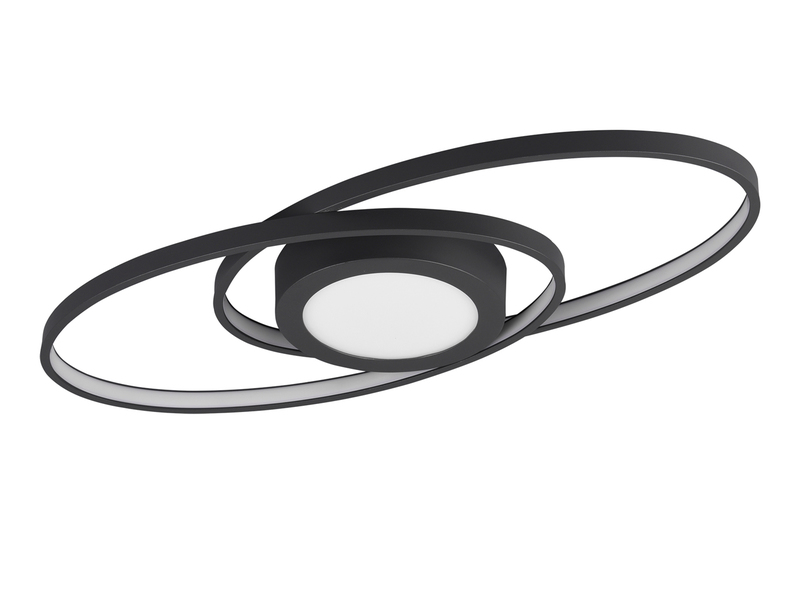 Große LED Deckenleuchte GALAXY Schwarz, dimmbar über Schalter, Breite 57cm