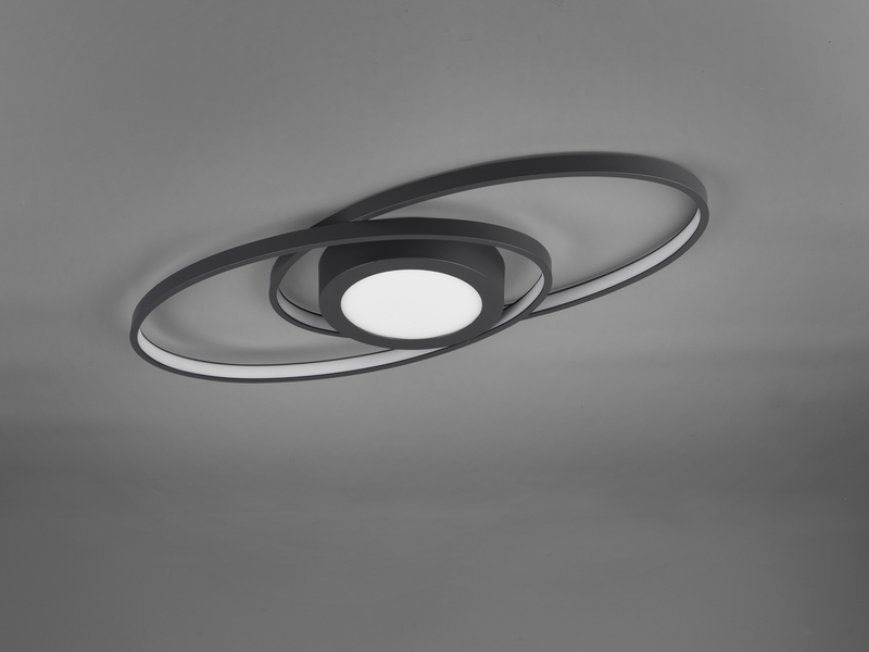 Große LED Deckenleuchte GALAXY Schwarz, dimmbar über Schalter, Breite 57cm