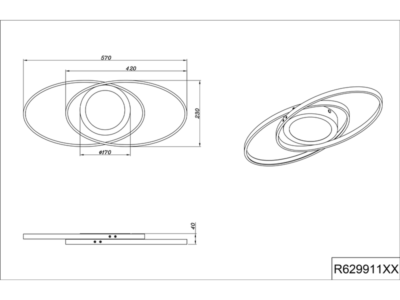 Puristische Ring LED Deckenleuchte GALAXY Anthrazit mit Switch Dimmer 57x23cm