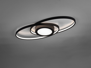 Große LED Deckenleuchte GALAXY Schwarz, dimmbar über Schalter, Breite 57cm