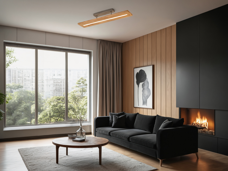 LED Deckenleuchte BRAD aus Holz lang & schmal dimmbar, Breite 100cm