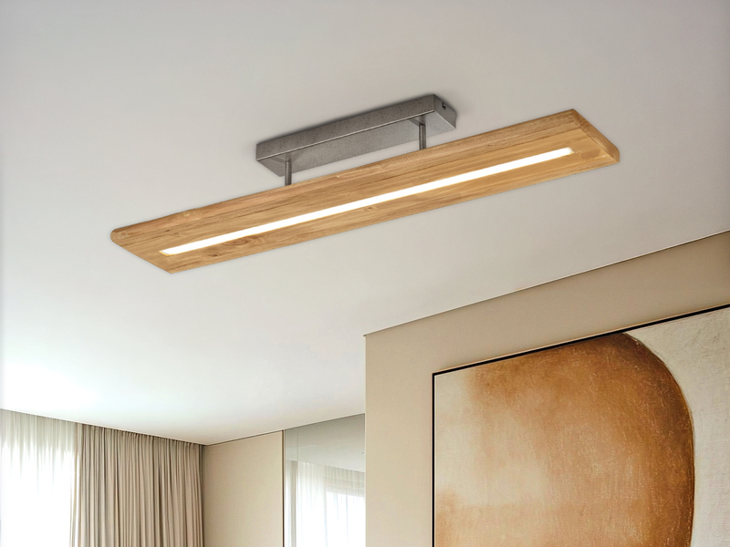 LED Deckenleuchte BRAD aus Holz lang & schmal dimmbar, Breite 100cm