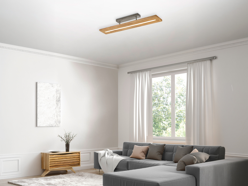 LED Deckenleuchte BRAD aus Holz lang & schmal dimmbar, Breite 100cm