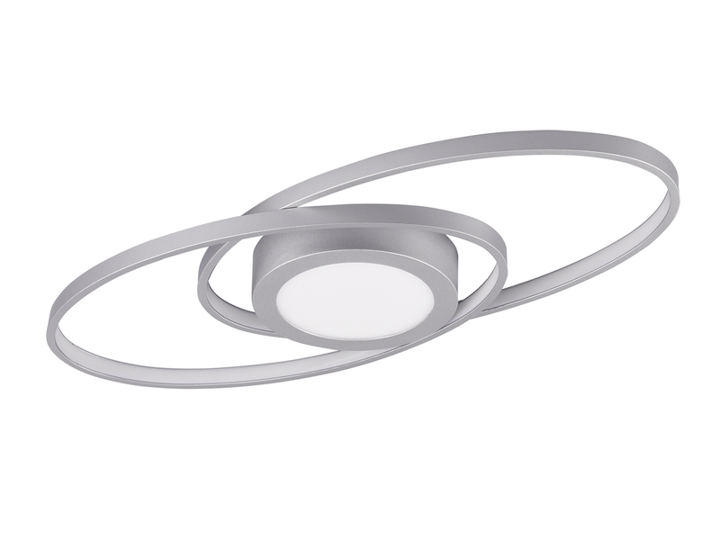 Große LED Deckenleuchte GALAXY Silber, dimmbar über Schalter, Breite 57cm
