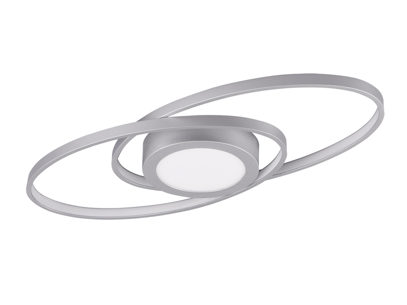 Puristische Ring LED Deckenleuchte GALAXY Titan/Silber mit Switch Dimmer 57x23cm