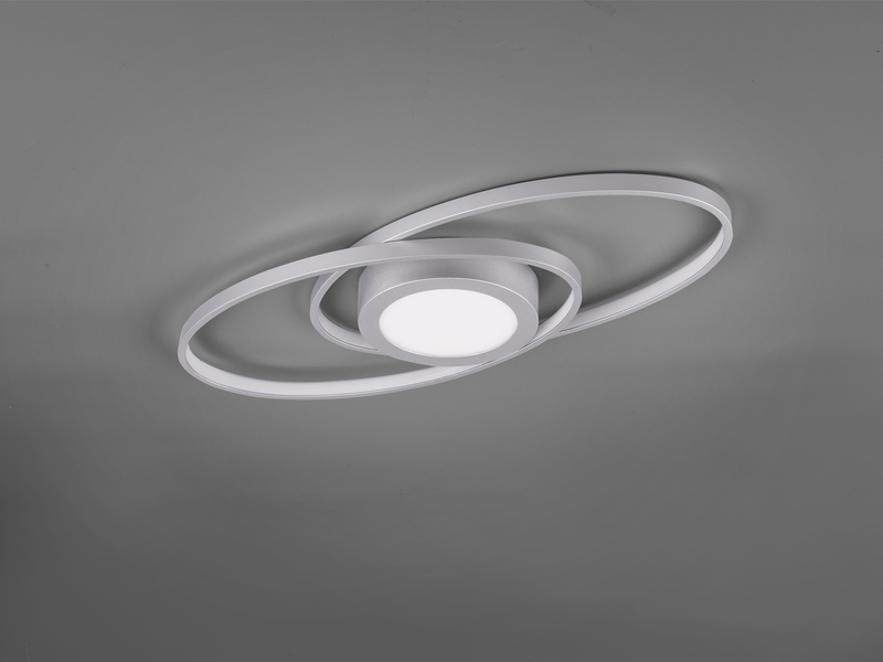 Große LED Deckenleuchte GALAXY Silber, dimmbar über Schalter, Breite 57cm
